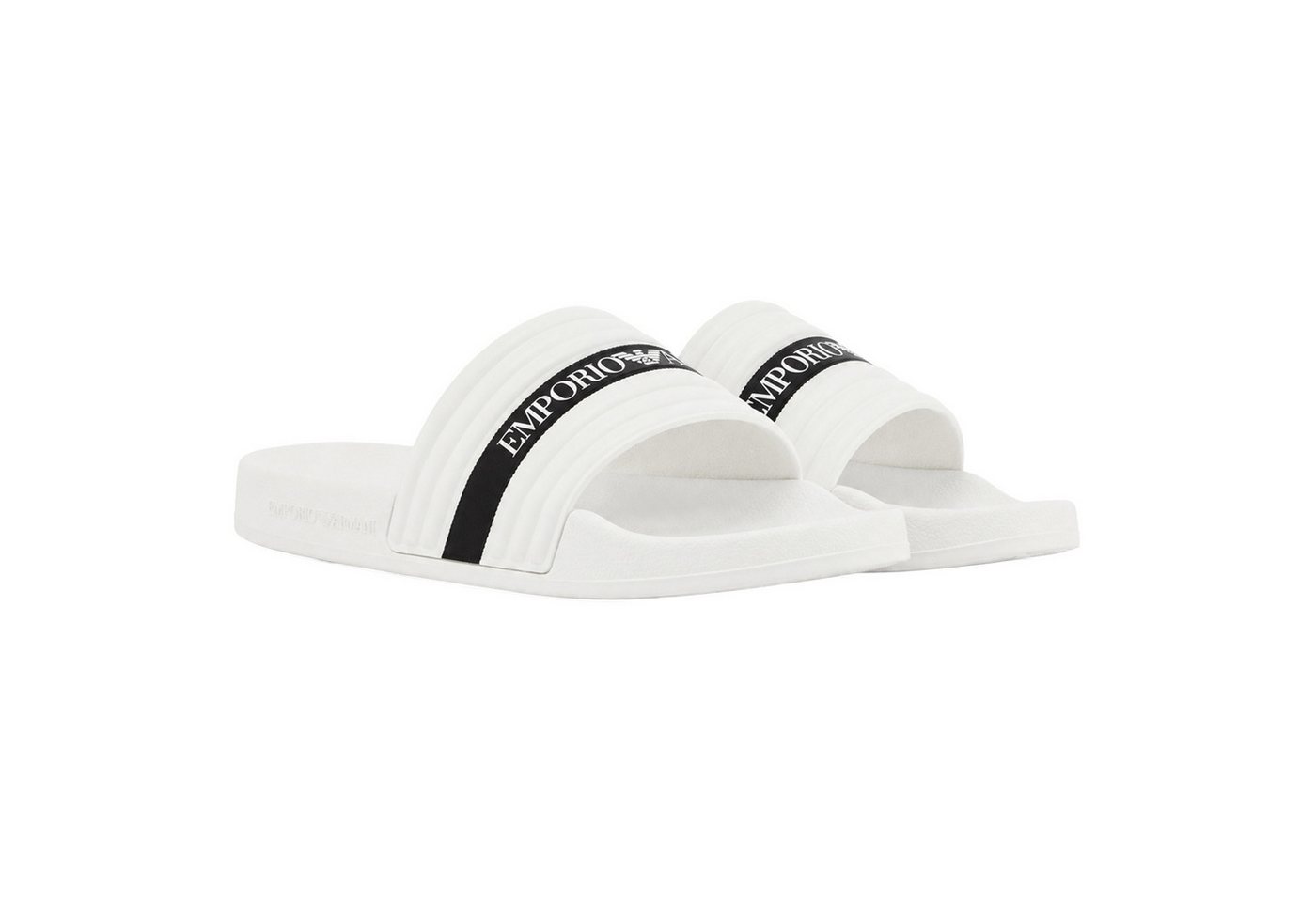 Emporio Armani Badeschuh Badepantolette mit Logo (weiß/blau)