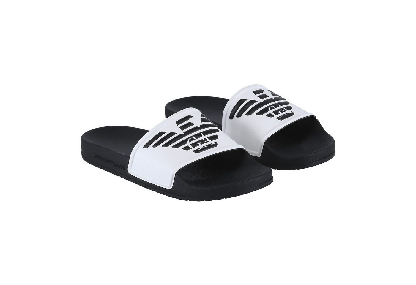 Emporio Armani Sliders schwarz/weiss Herren Badeschuh