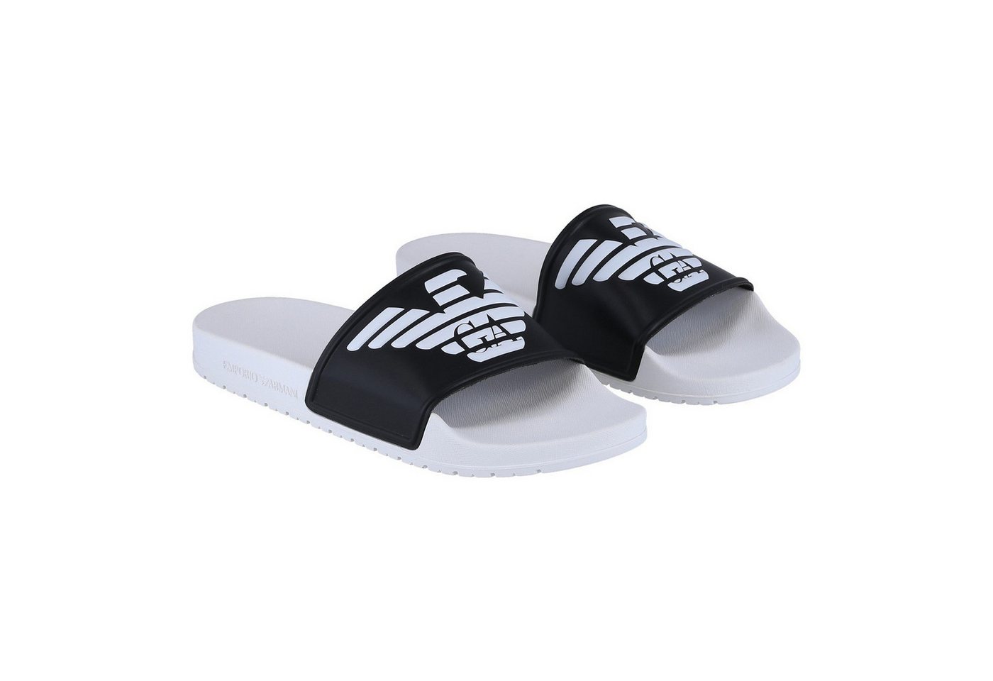 Emporio Armani Sliders weiss/schwarz Herren Badeschuh