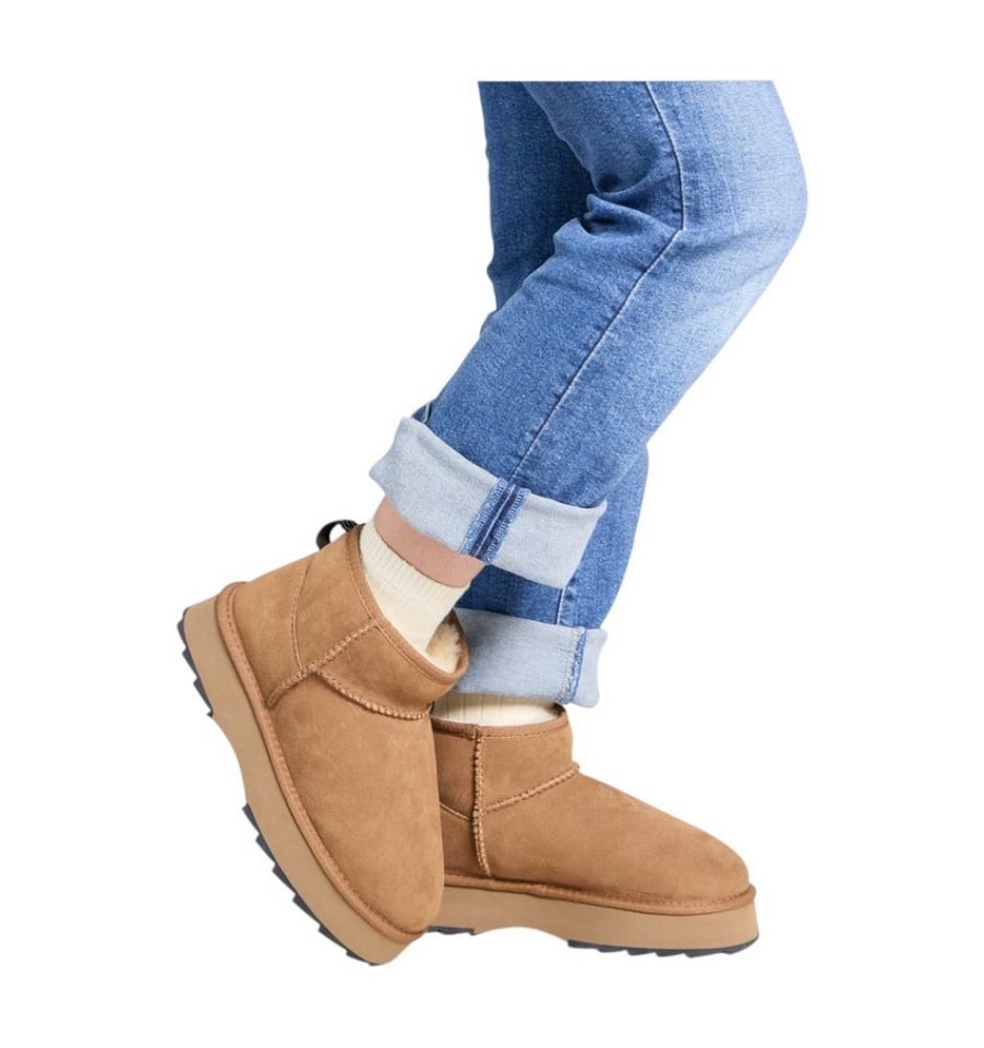 EMU Australia Sharky Micro Flatform (Lammfell, Plateausohle) braun Damen Winterstiefel