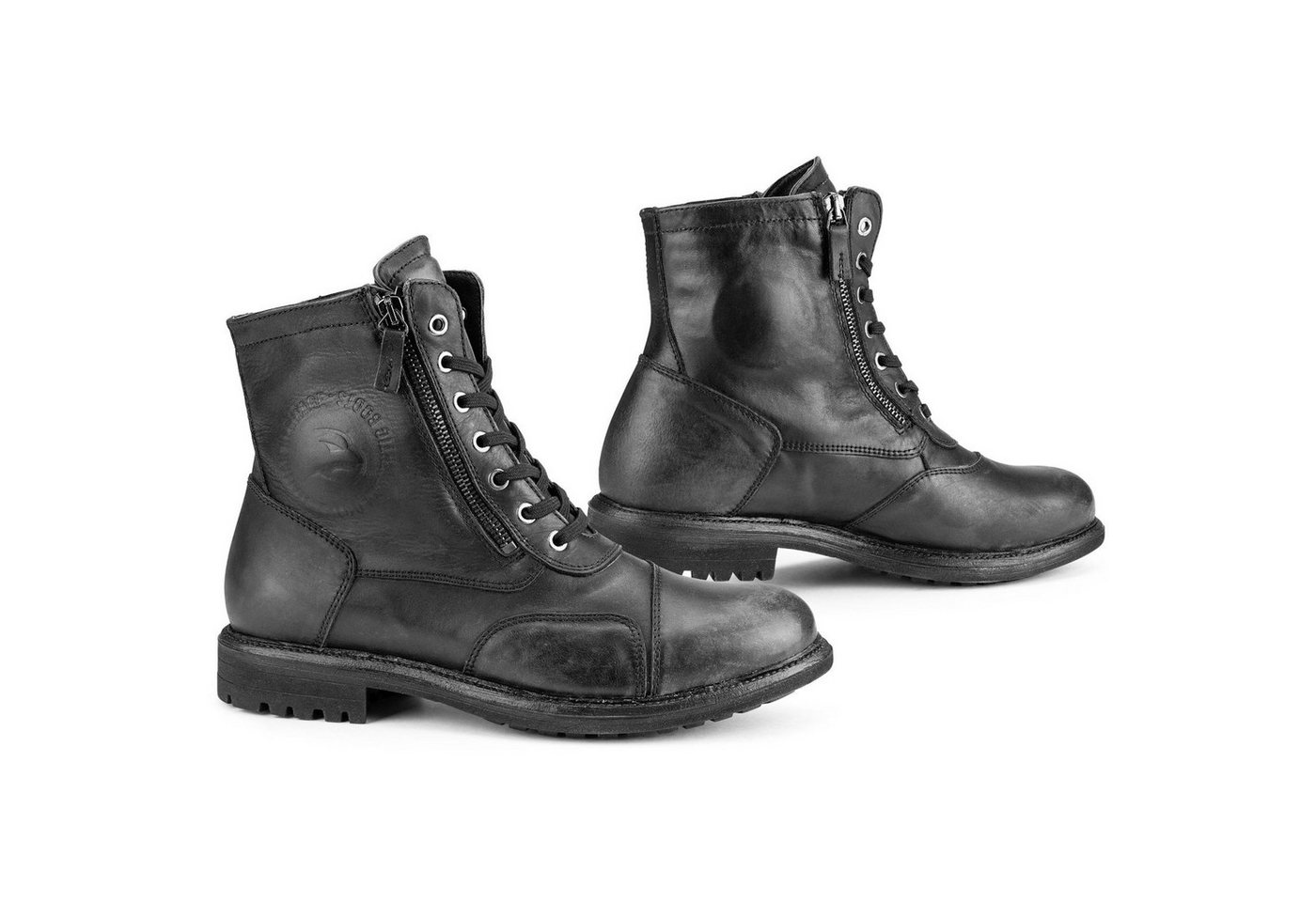 Falco Aviator Motorrad-Stiefel Schwarz Motorradstiefel (Packung, Antistatische und Öl- und Benzinfeste Sohle)
