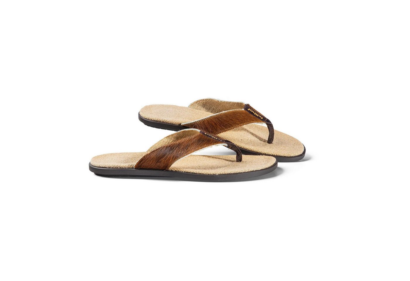 Fellhof Bull Flips Flip Flop Zehentrenner mit Jute Fußbett Zehentrenner (1 Paar, 1-tlg., 1 Paar) Riemen aus Kuhfell