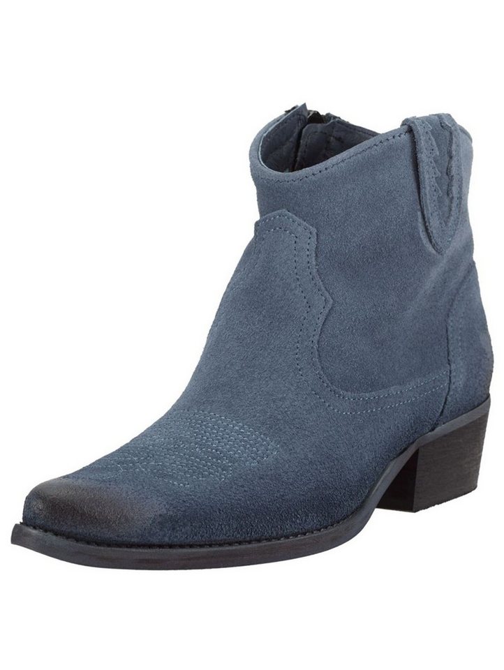 Felmini Stiefelette Veloursleder . Cowboy Stiefelette (blau)