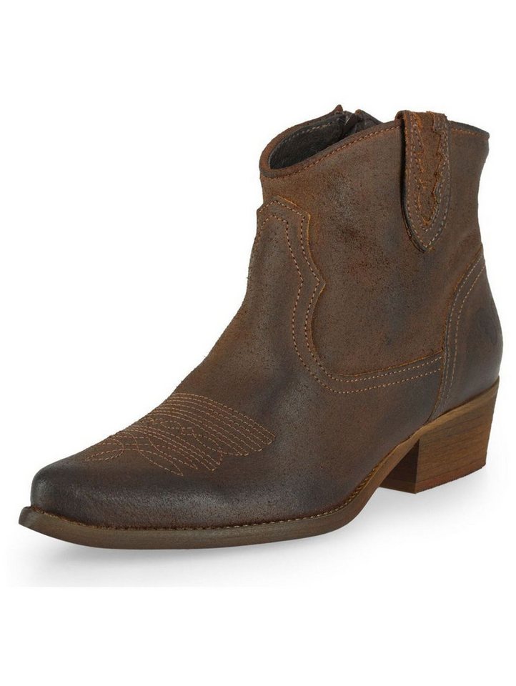 Felmini Stiefelette Veloursleder Cowboy Stiefelette (braun)