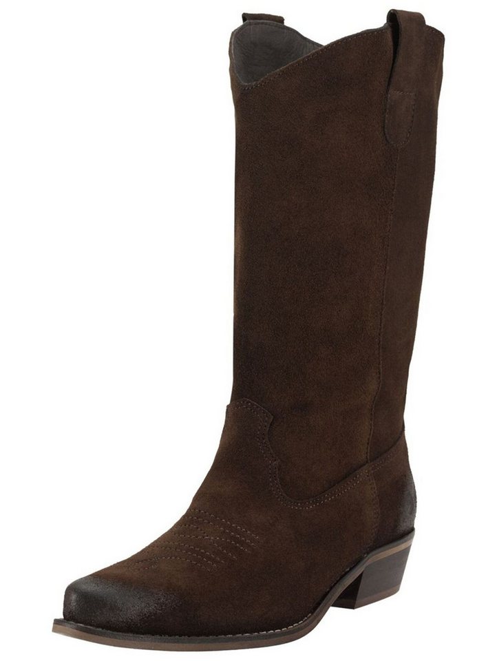 Felmini Wide Fit Stiefelette Veloursleder . Cowboy Stiefelette (braun)