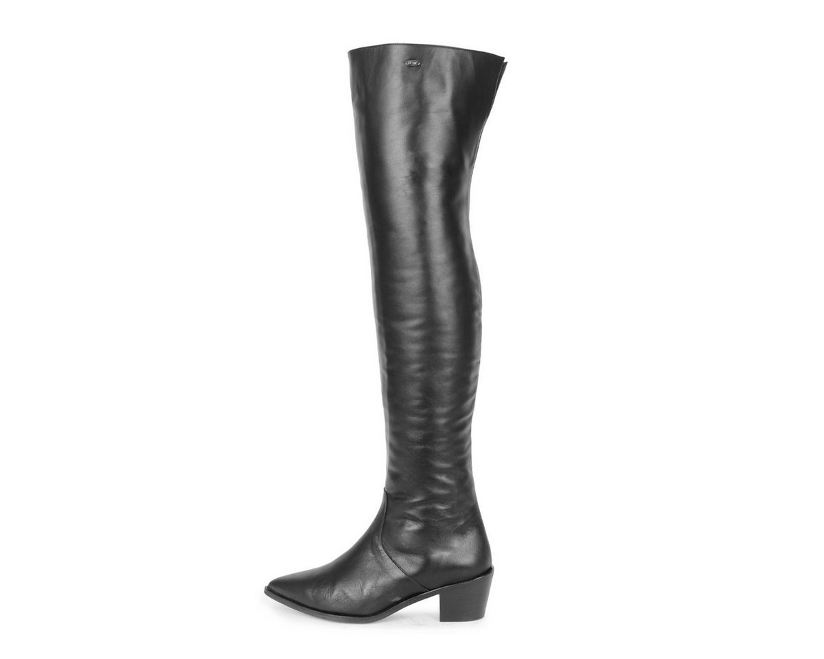 Fernando Berlin Spitzer Overkneestiefel mit flachem Absatz (Modell 180) Overkneestiefel