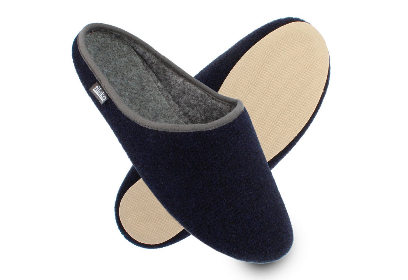 filsko Abisko Filzpantoffeln Damen Herren Hausschuh Filzpantoffeln, Leichtgewicht, Gästehausschuhe, Slip-On, Gummisohle