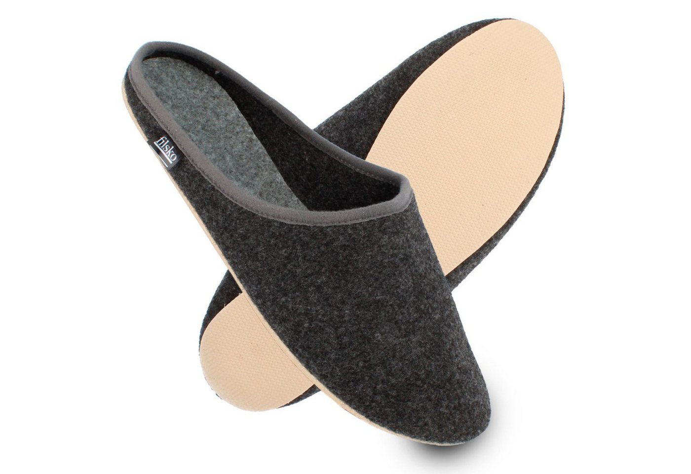 filsko Abisko Filzpantoffeln Damen Herren Hausschuh Filzpantoffeln, Leichtgewicht, Gästehausschuhe, Slip-On, Gummisohle