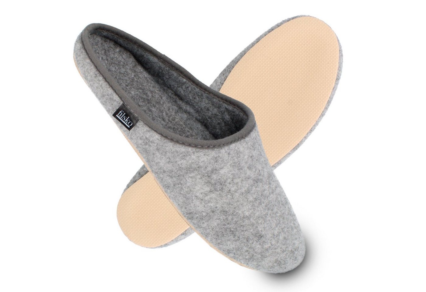 filsko Abisko Filzpantoffeln Damen Herren Hausschuh Filzpantoffeln, Leichtgewicht, Gästehausschuhe, Slip-On, Gummisohle