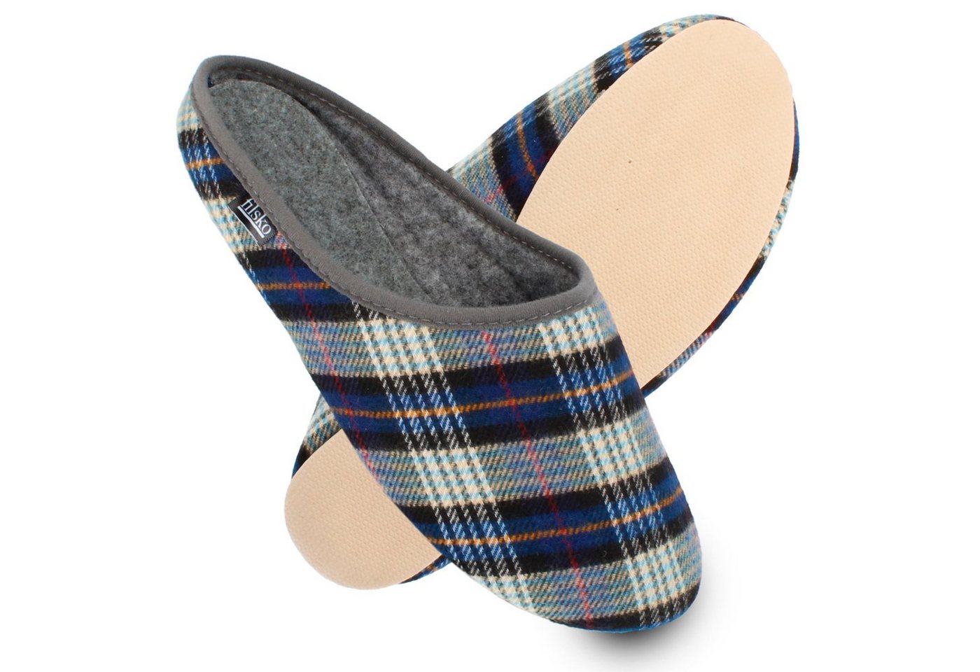 filsko Abisko kariert Damen Herren Hausschuh Filzpantoffeln, Leichtgewicht, Gästehausschuhe, Slip-On, Gummisohle