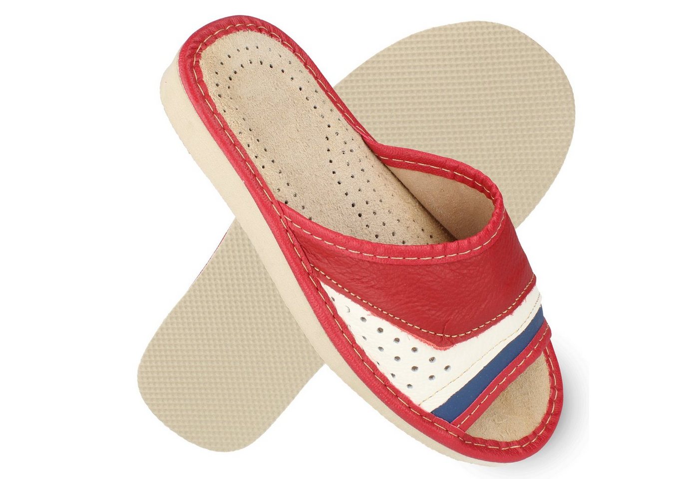 filsko Alavus Damen Hausschuh offene Pantoletten aus Rindsleder