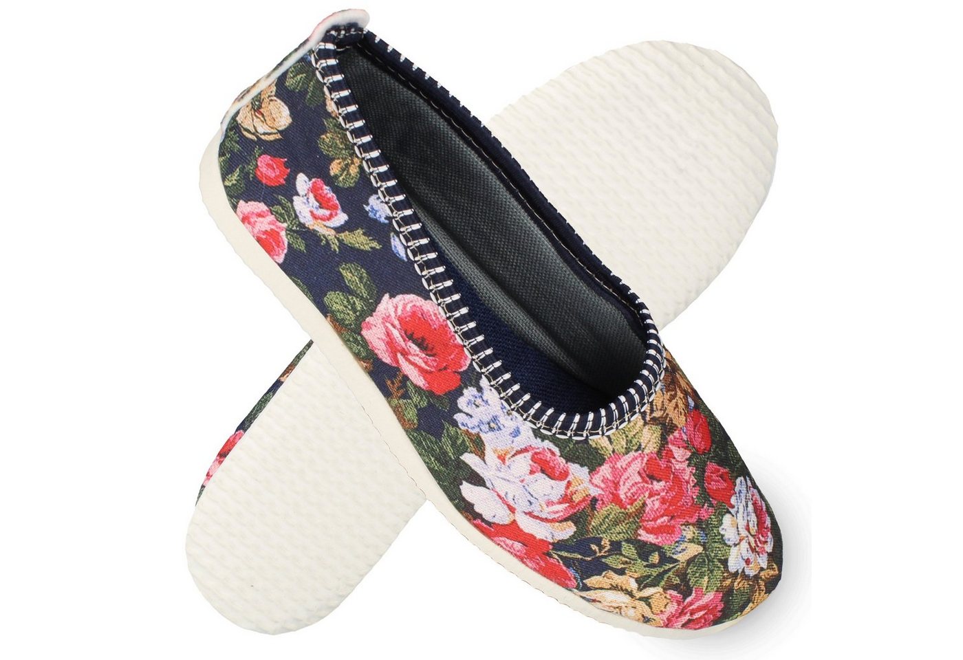 filsko Amersfoort geblümter Hausschuh Damen Ballerina Blumenmuster