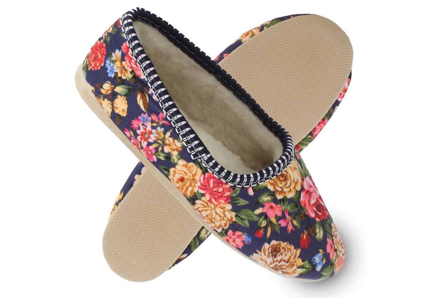 filsko Amersfoort geblümter Hausschuh Damen Ballerina Blumenmuster