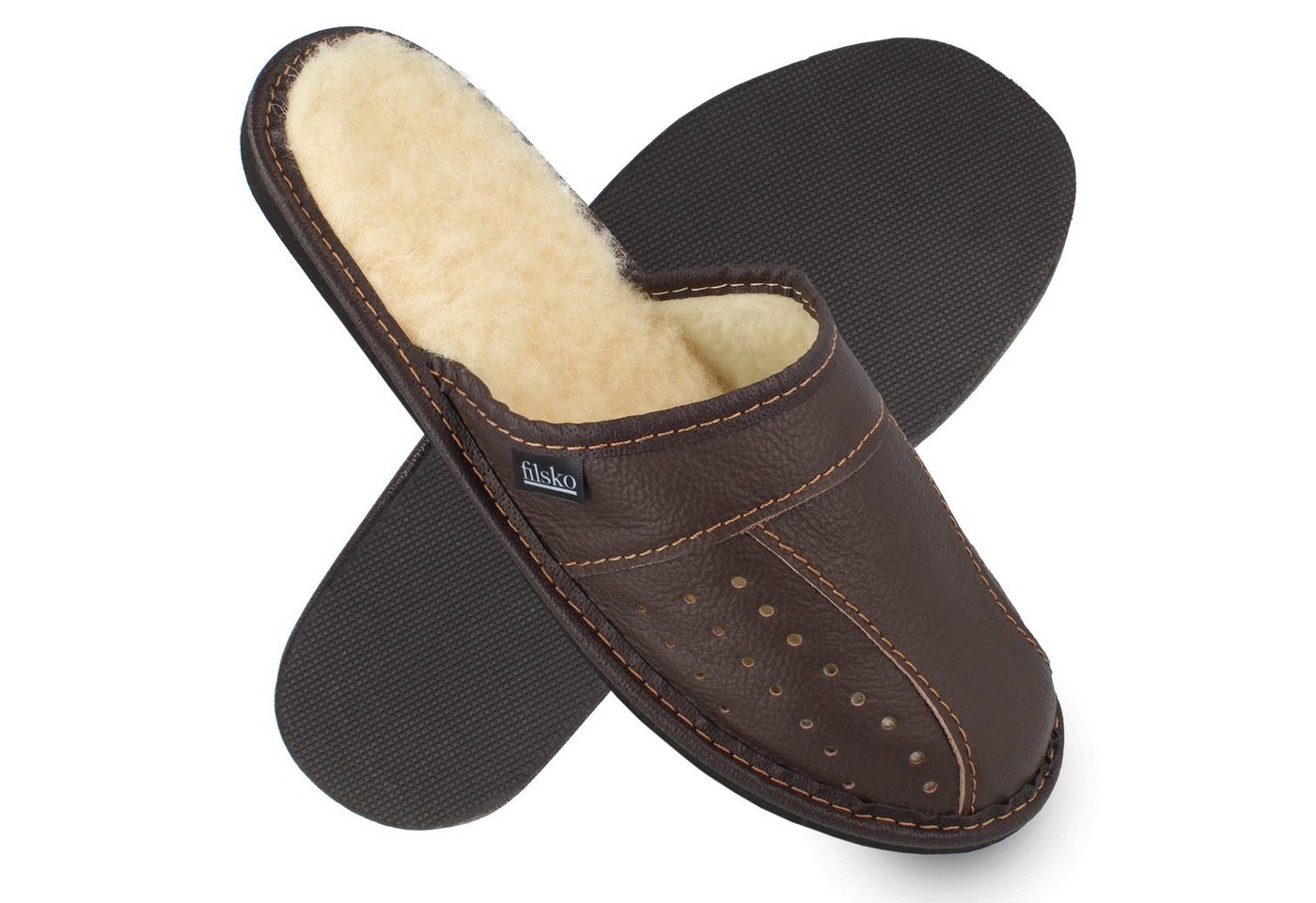 filsko Danzig Elegante Herren Pantoffeln aus Rindleder Hausschuh bis Schuhgröße 50!