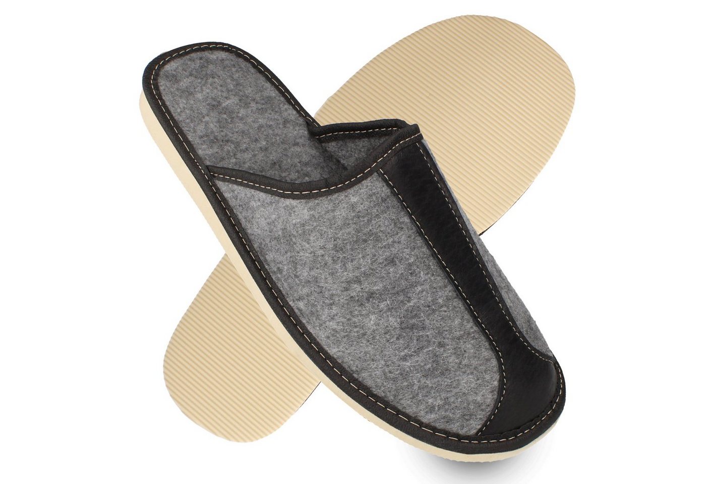 filsko Elegante Filz Hausschuhe für Herren Hausschuh