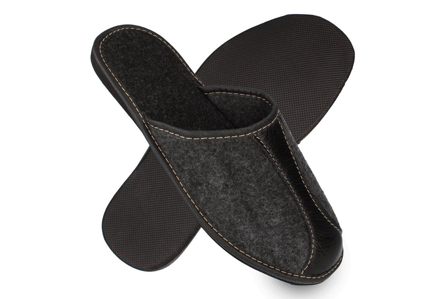 filsko Elegante Filz Hausschuhe für Herren Hausschuh