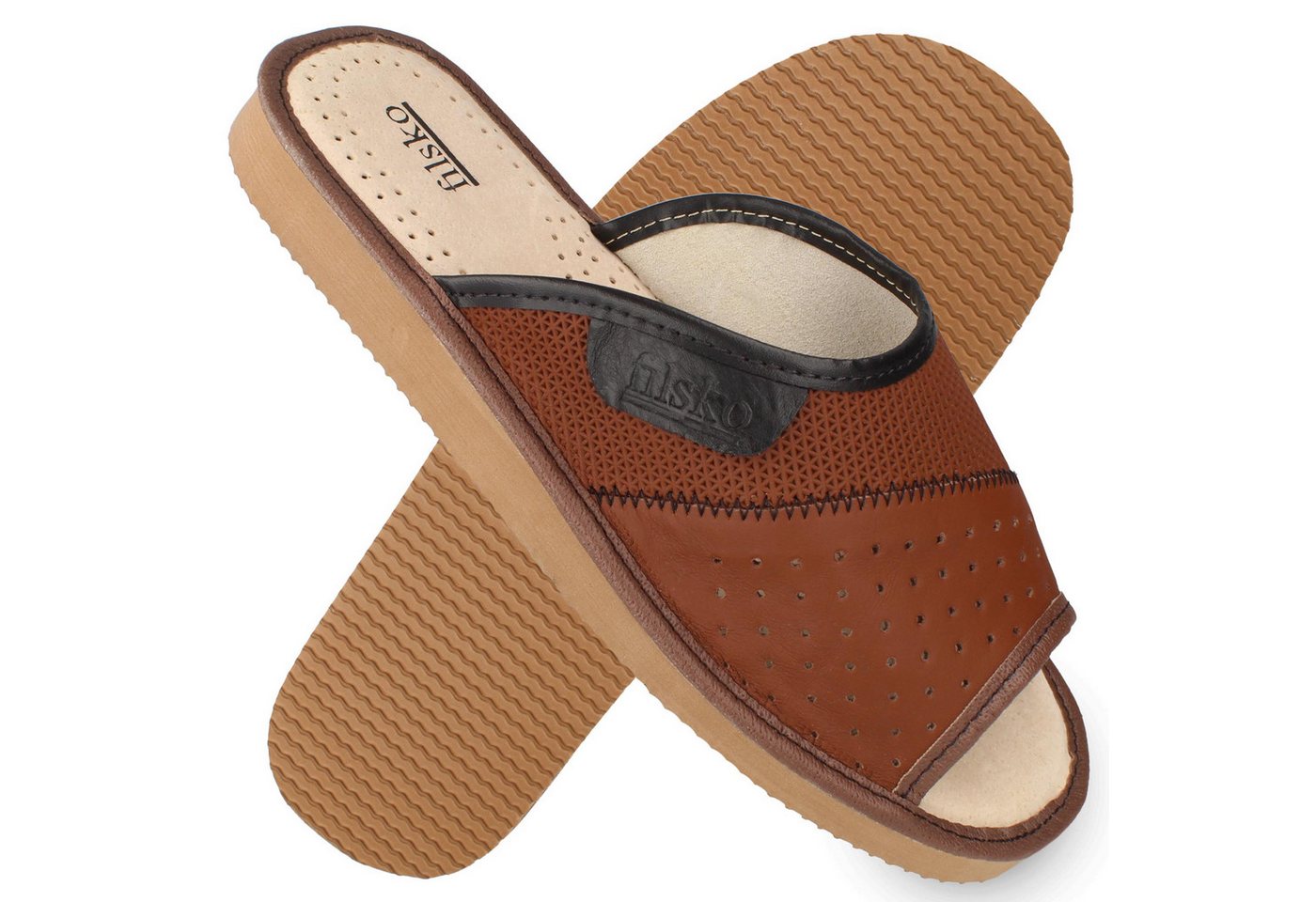 filsko Hartberg Herren Hausschuh (1 Paar, mit EVA Laufsohle) Memory-Foam (beige/braun)