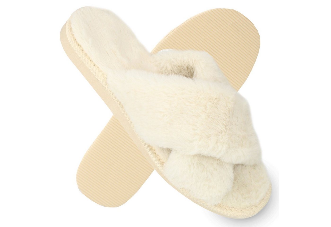 filsko Kitzbühel Damen Plüsch Hausschuhe Plüsch, Überkreuz-Design, flauschig
