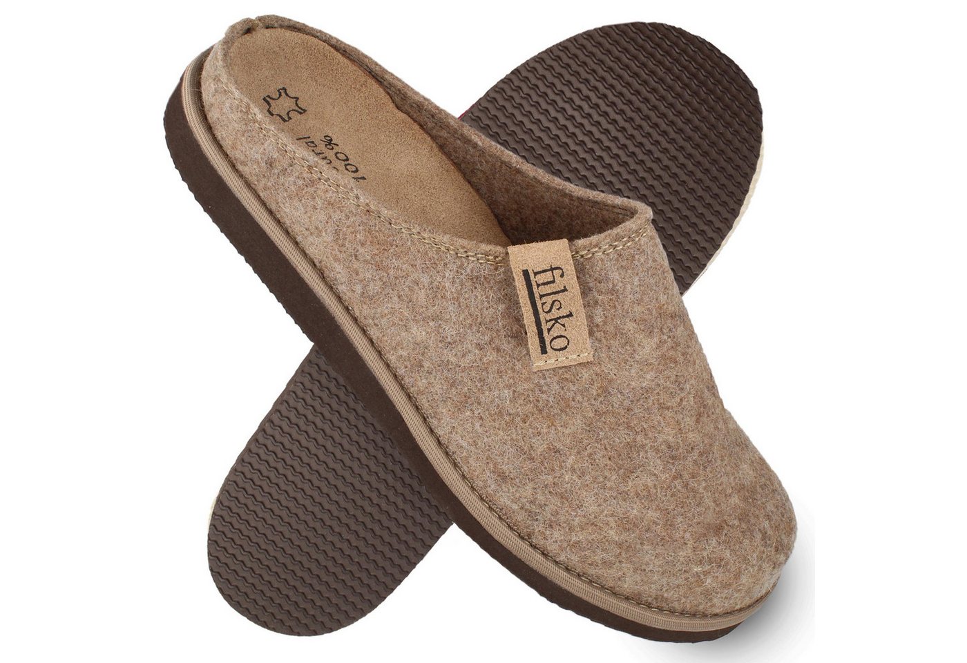 filsko Langayo Damen und Herren Hausschuh (1 Paar) Slip-On, Herausnehmbare Innensohle, Easy-Filz, EVA-Sohle