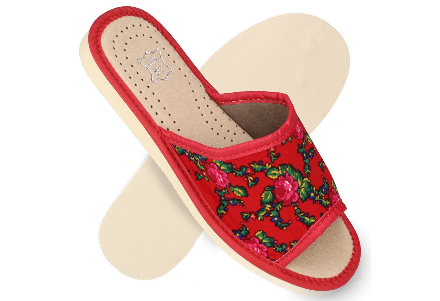 filsko Lorient Damen Hausschuh Retro-Blumenmuster, Slip-On