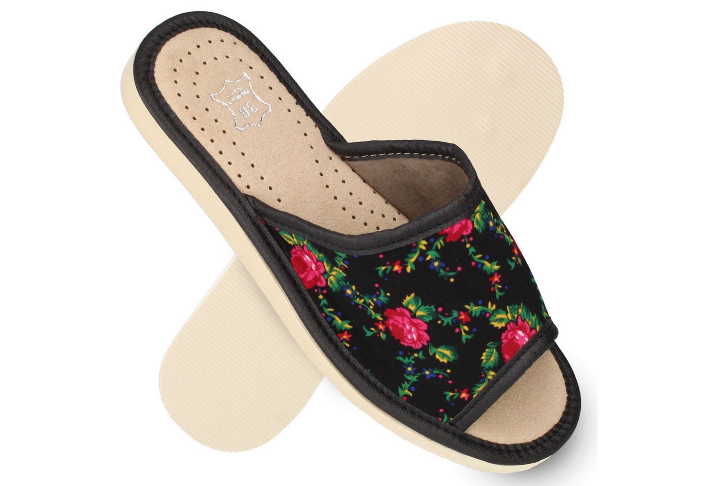 filsko Lorient Damen Hausschuh Retro-Blumenmuster, Slip-On