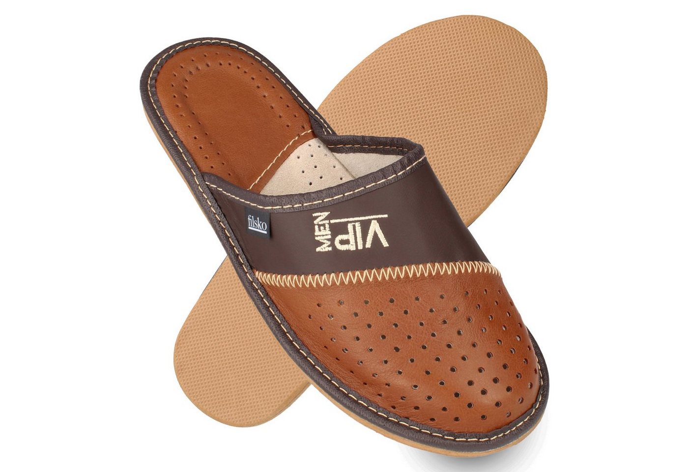 filsko Monaco VIP MEN Leder Hausschuhe für Herren Hausschuh bis Gr. 50