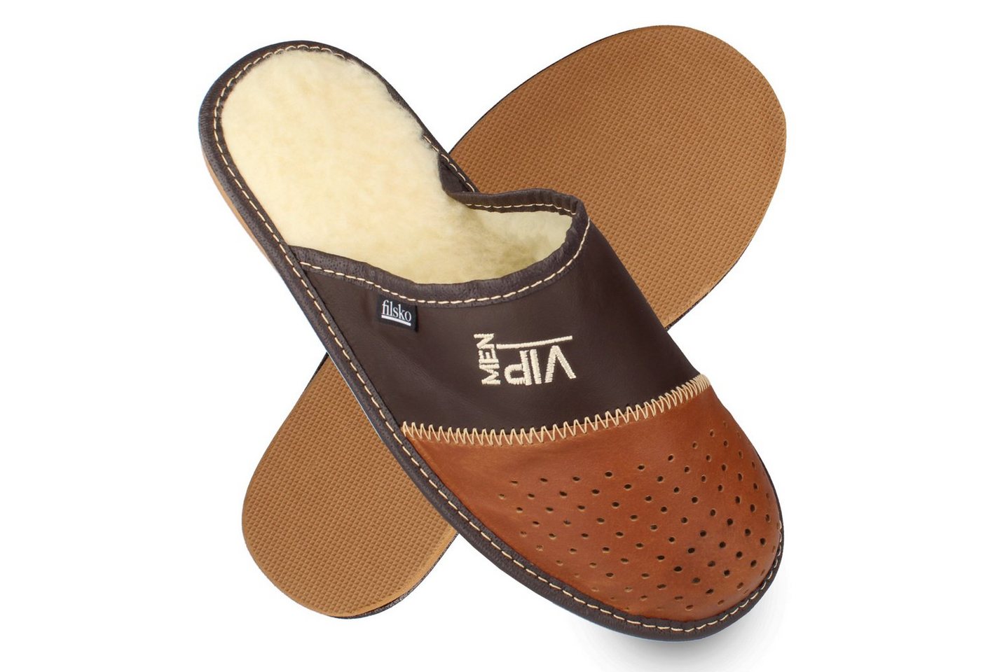 filsko Monaco VIP MEN Leder Hausschuhe für Herren Hausschuh bis Gr. 50