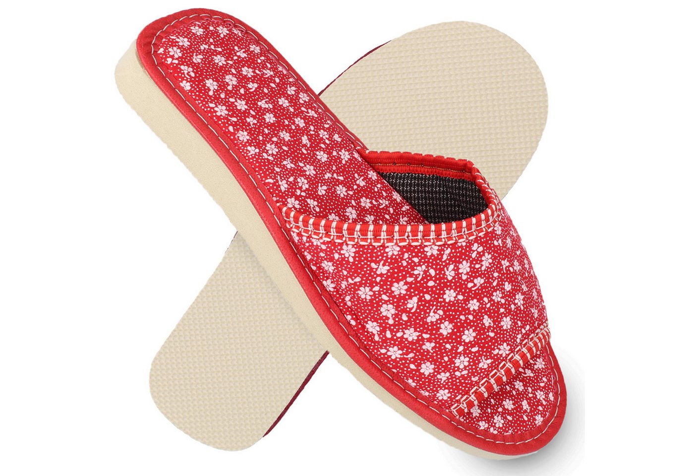 filsko Ronse Damen Hausschuh (1 Paar, EVA Laufsohle) Blumenmuster, zum Schlupfen, Open-Toe