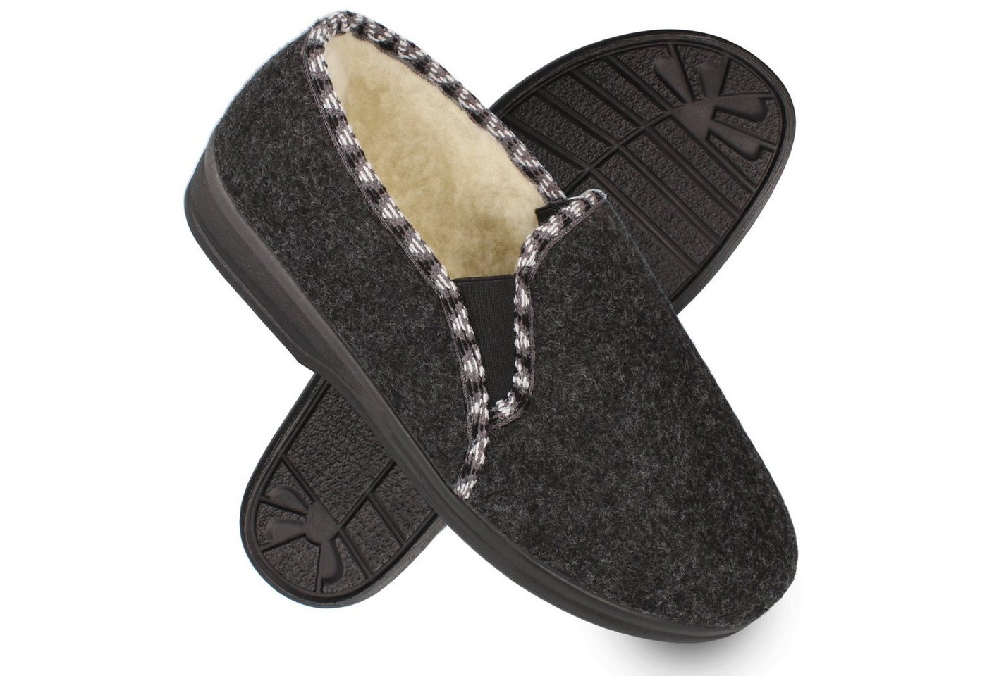 filsko Sunsvall Damen Hausschuh mit Schafwolle gefüttert, zum Schlupfen, Gummizug