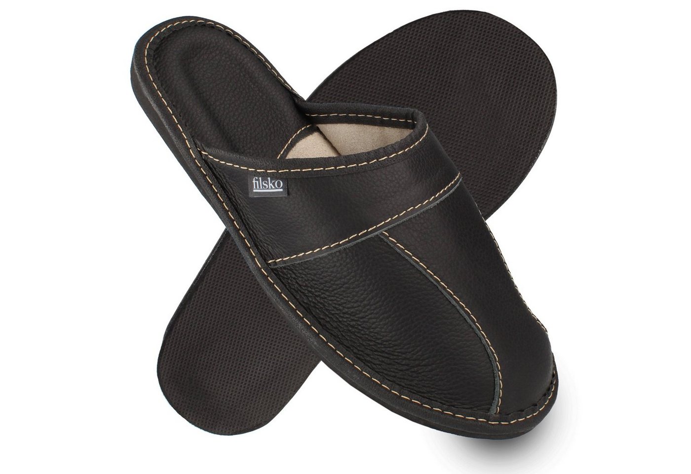 filsko Trakai Elegante Herren Pantoffeln Hausschuh ungefüttert