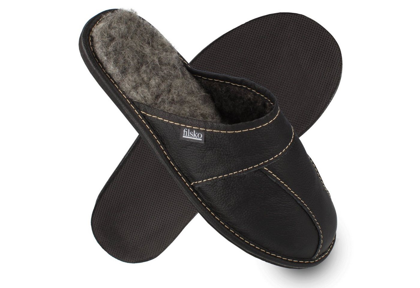 filsko Trakai Elegante Herren Pantoffeln Hausschuh ungefüttert