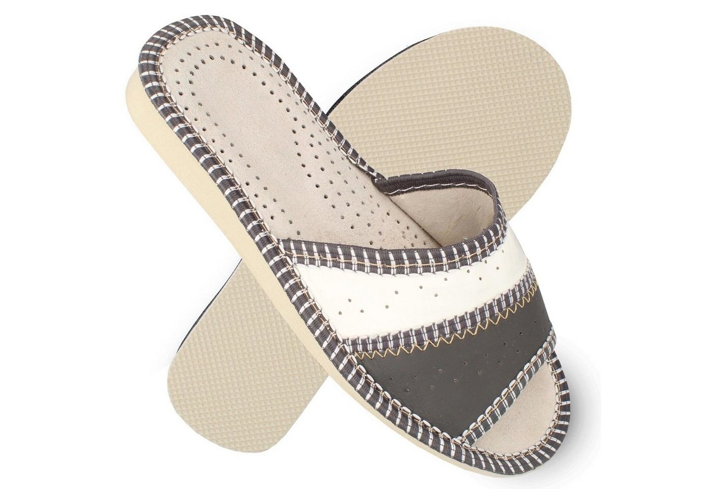 filsko Tvis Damen Hausschuh offene Pantolette grau oder weiß