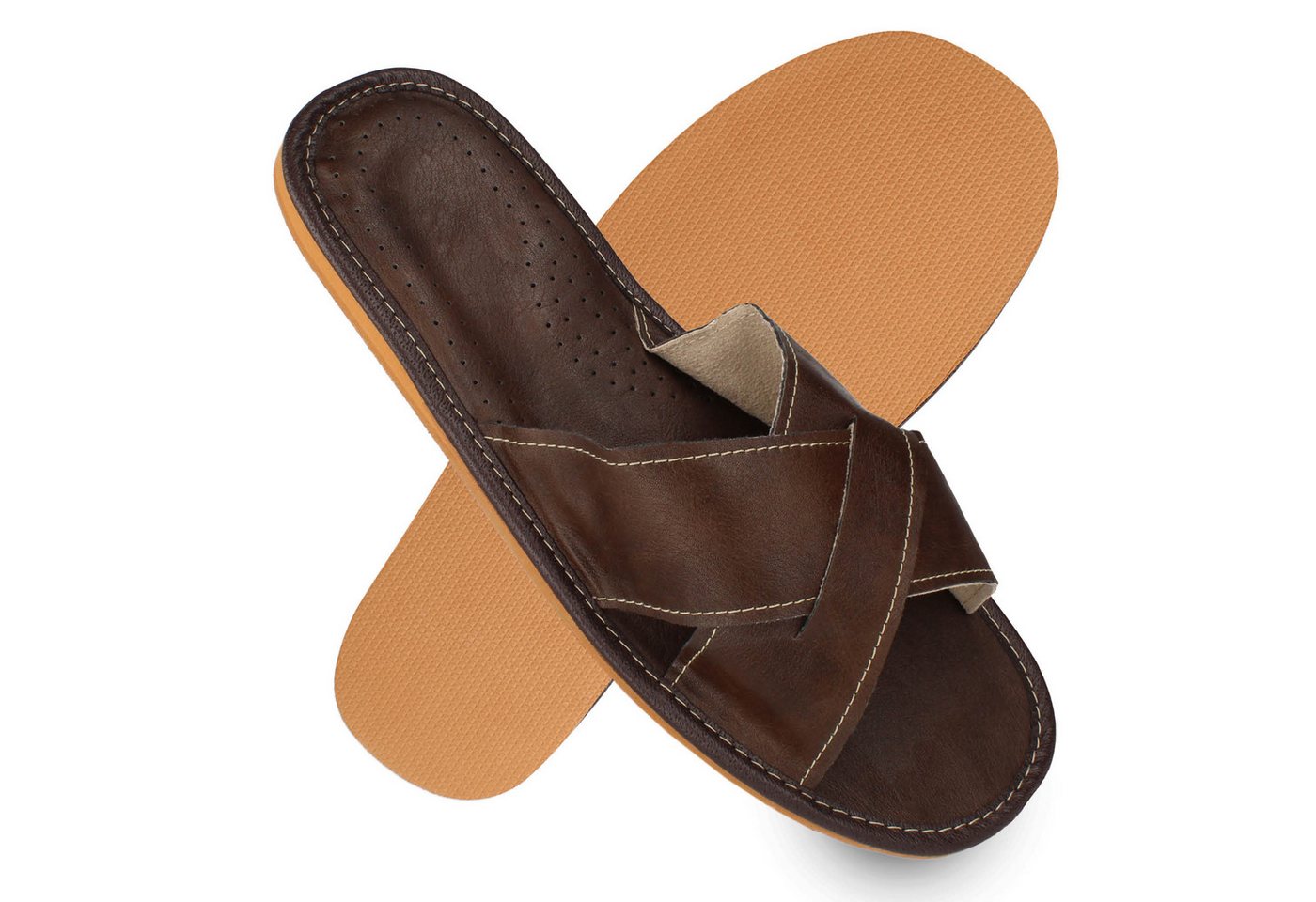 filsko Valencia offene Pantoletten Herren Hausschuh Überkreuzdesign