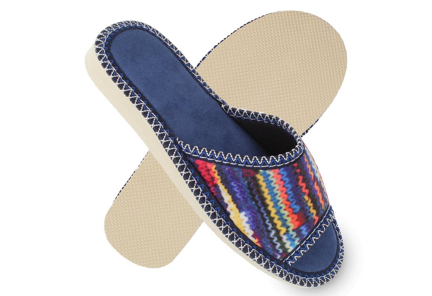 filsko Vandel Damen Hausschuh mit Regenbogen-Strick Aufdruck