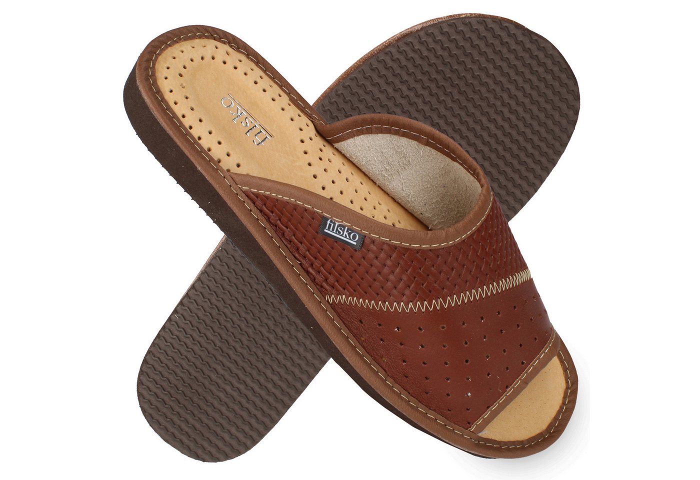 filsko Veere Herren offen aus Leder Hausschuh Lederschuhe