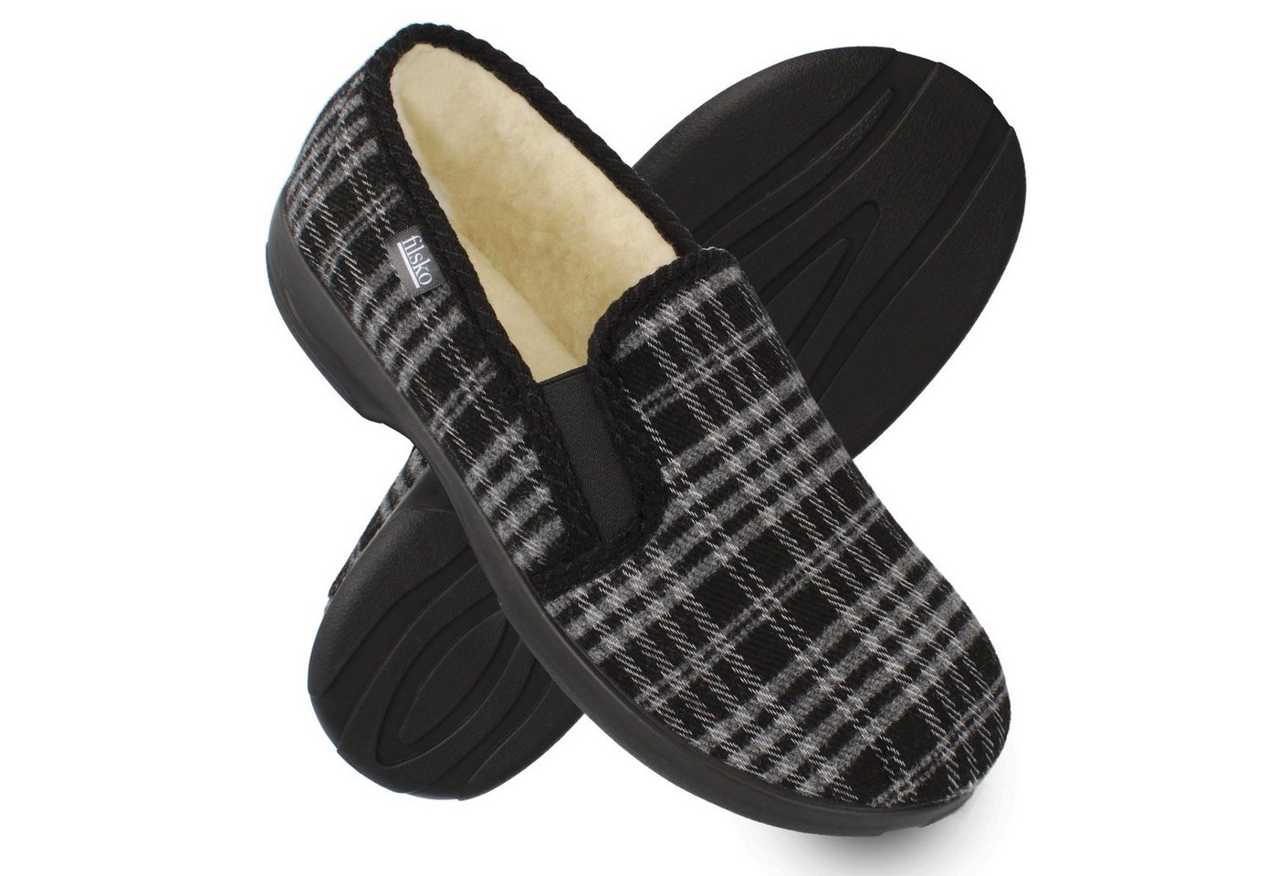 filsko Vemdalen Herren Hausschuh mit Schafwolle gefüttert, zum Schlupfen, Gummizug