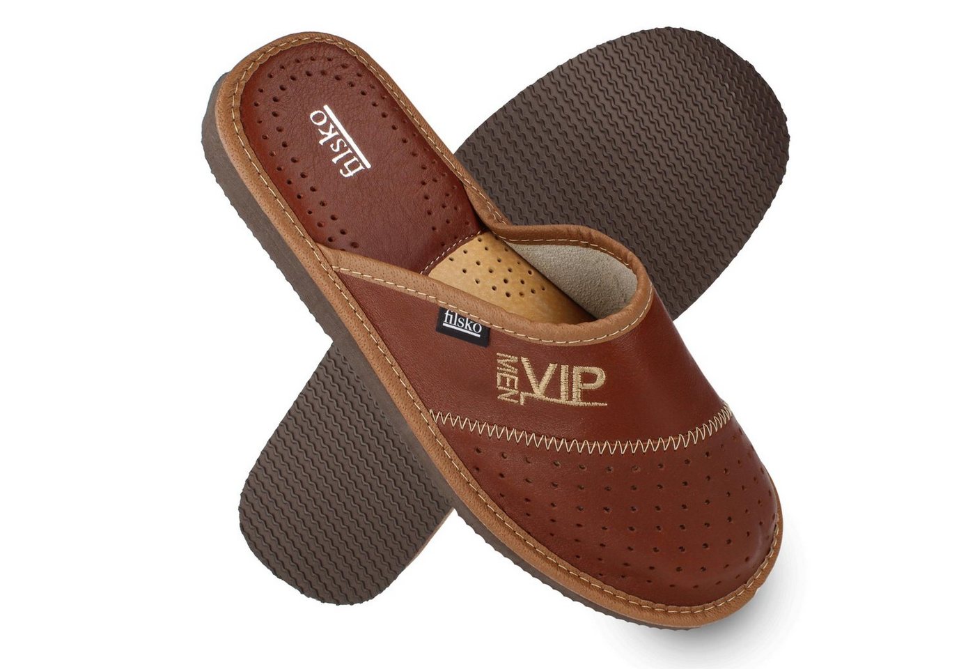 filsko VIP MEN Leder Hausschuhe für Herren Hausschuh aus Leder