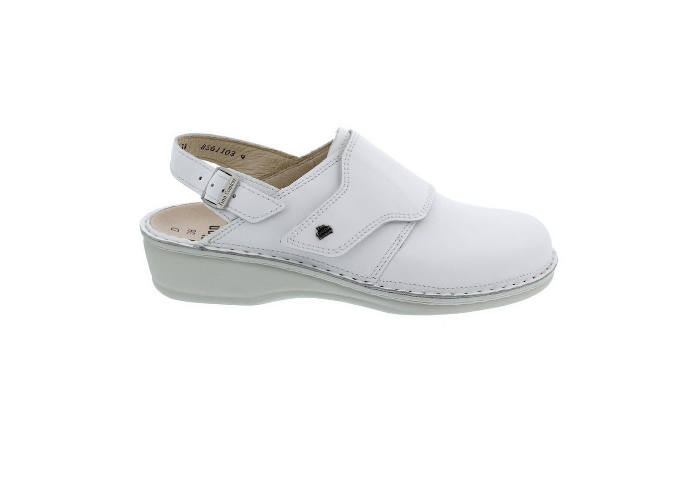 Finn Comfort Assuan Clog, Nappa (Glattleder), weiss, Klettverschluss u Clog