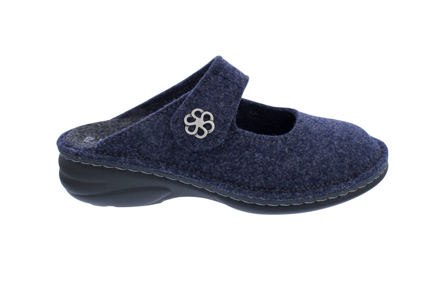 Finn Comfort Brig Clog aus Wollfilz 6567-416048, Darkblue, Klettversch Pantoffel