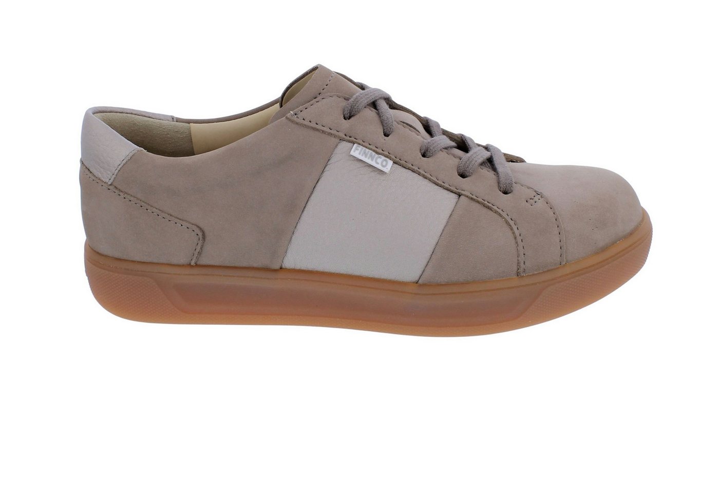 Finn Comfort Halbschuh Malita 2793-903104, Nubukleder, Beige mit Metal Schnürschuh