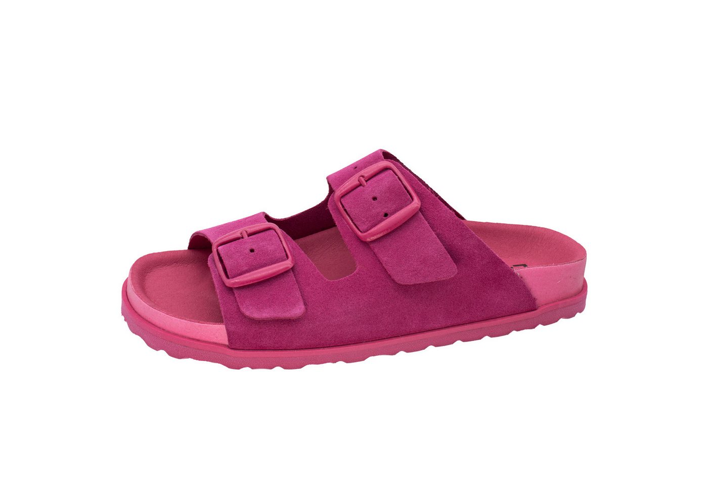 Fischer-Markenschuh Alma Pantolette aus Veloursleder, mit verstellbaren Schnallen, ergonomisches Fußbett