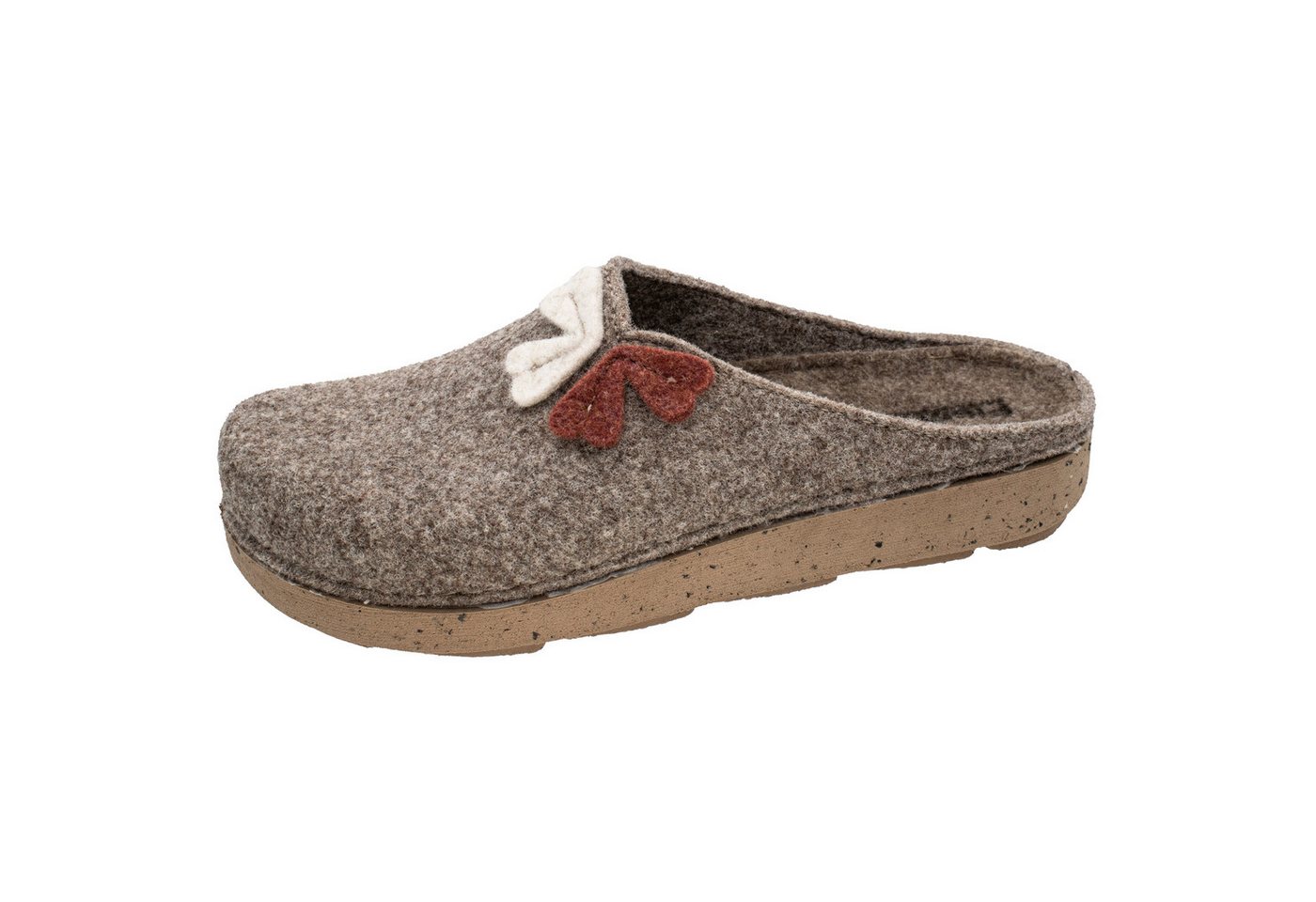 Fischer-Markenschuh Anne Pantoffel aus recyceltem PET Filz, gepolstere Filzsohle, 25mm Absatzhöhe