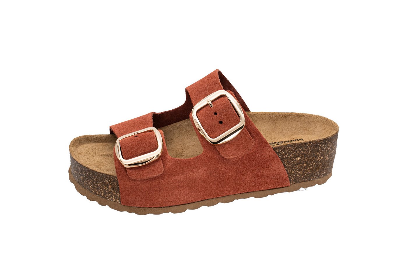 Fischer-Markenschuh Aurelia Pantolette mit Plateau, aus Veloursleder, ergonomisches Lederfußbett