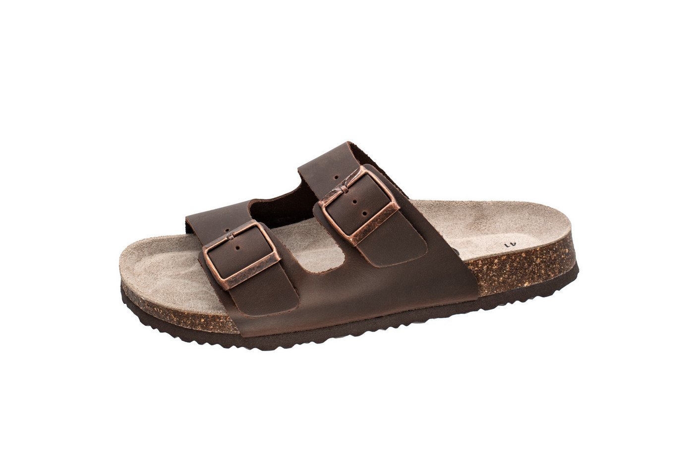 Fischer-Markenschuh Bruno Pantolette aus Leder, mit gepolstertem Lederfußbett (havanna)