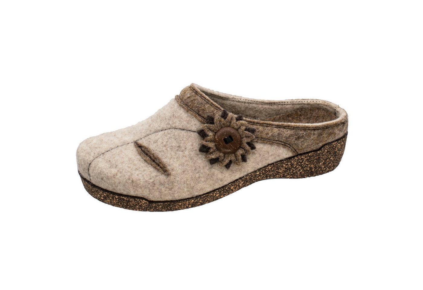 Fischer-Markenschuh Conny Pantoffel aus Wollfilz, rutschhemmende Gummi-Laufsohle, Einlegesohle herausnehmbar