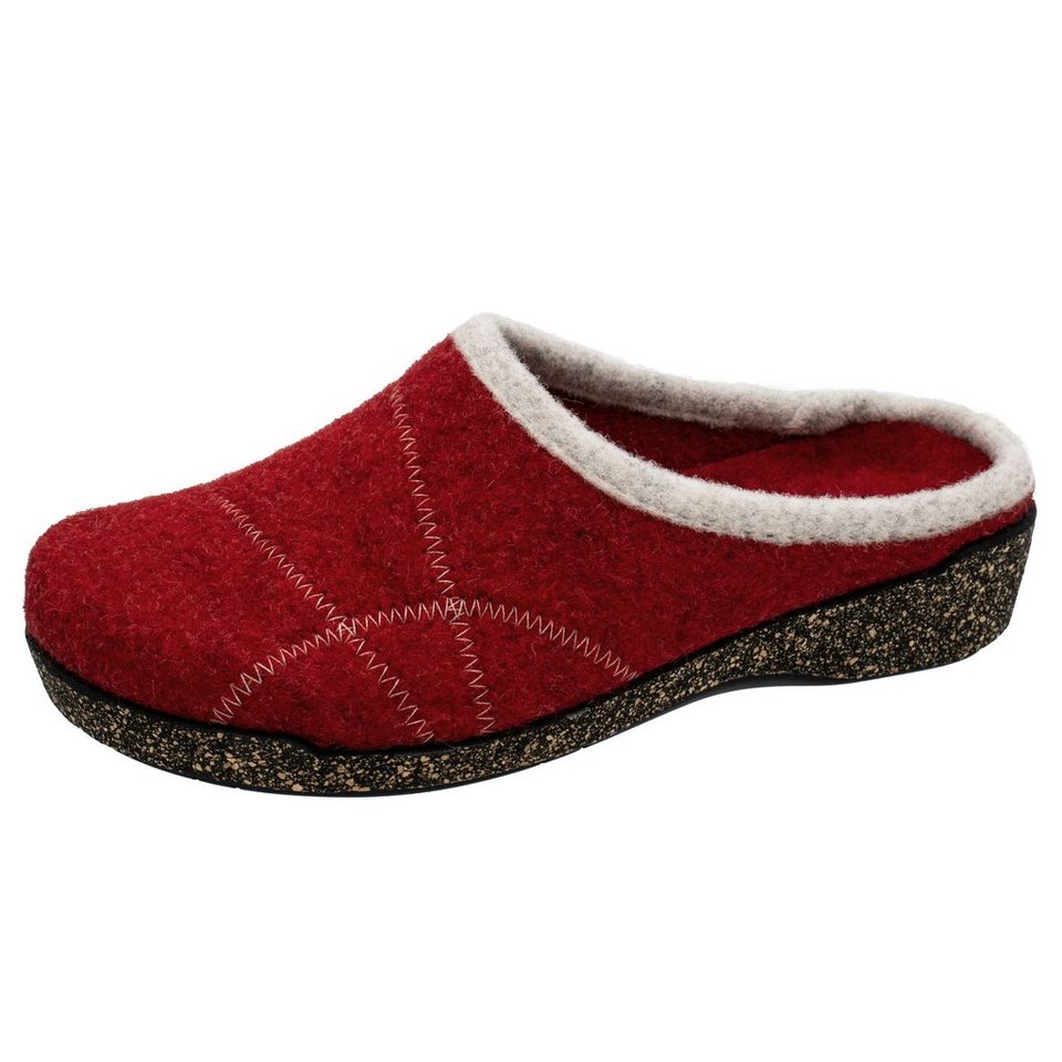 Fischer-Markenschuh Conny Pantoffel aus Wollfilz, rutschhemmende Gummi-Laufsohle, Einlegesohle herausnehmbar