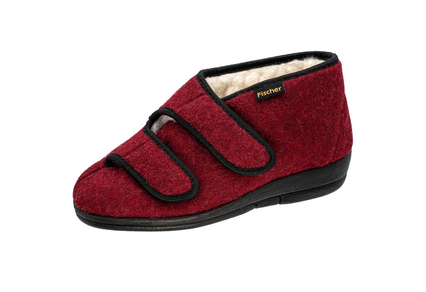 Fischer-Markenschuh Dora Hausschuh Filz, Weite H, Klettverschluss, Schurwollfutter