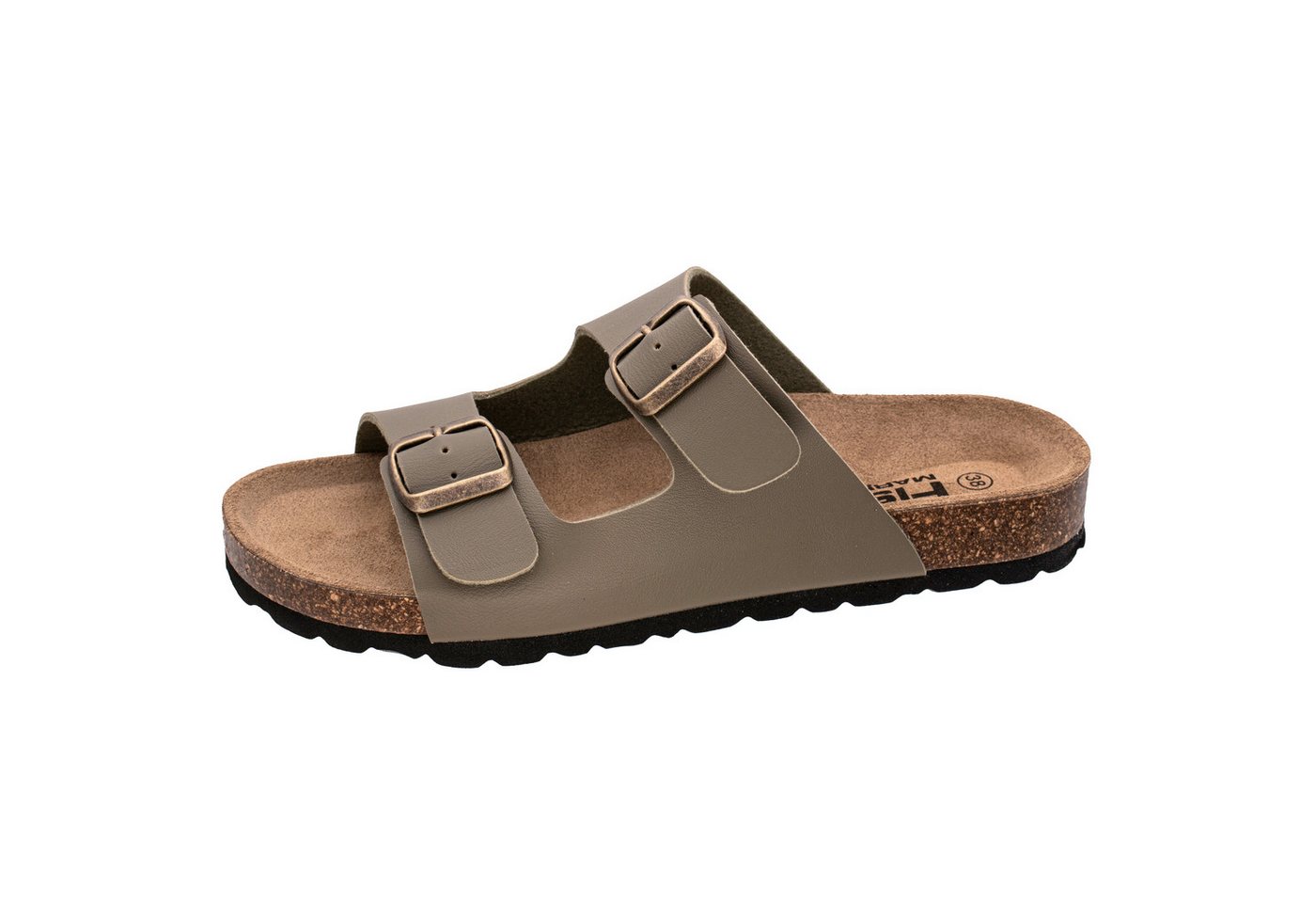Fischer-Markenschuh Ella Pantolette aus Vegano, mit Fleecefutter, ergonomisch geformtes Lederfußbett (grün)