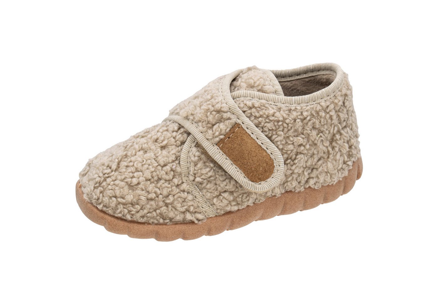 Fischer-Markenschuh Flexi Hausschuh aus Teddystoff, mit Verlours-Futter, mit Klettverschluss