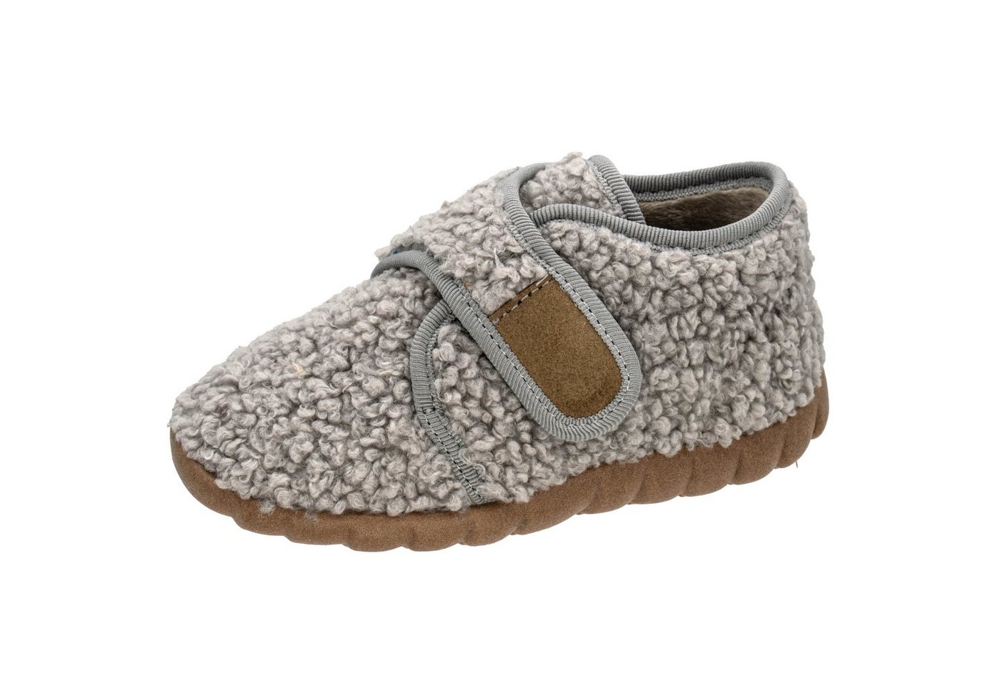 Fischer-Markenschuh Flexi Hausschuh aus Teddystoff, mit Verlours-Futter, mit Klettverschluss